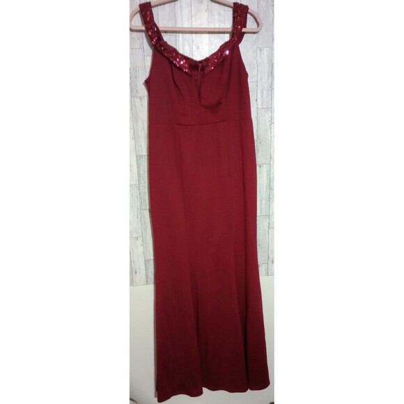 Ever Pretty Mermaid Dress Burgundy Sequin Hoco Prom V-Neck Cap Sleeve XXL NWT - Picture 2 of 5